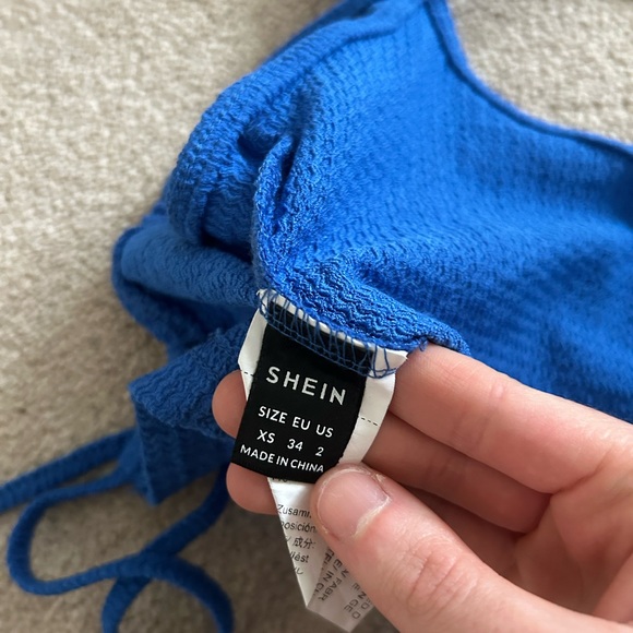 SHEIN Ruffle Open Back Blue Size XS Sleeveless Crop Top - Picture 2 of 4